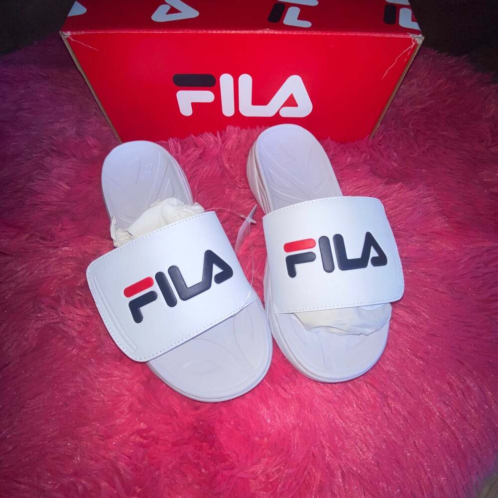 FILA Zen Slide‎ Layered Women's Sandals Slides White Size 9